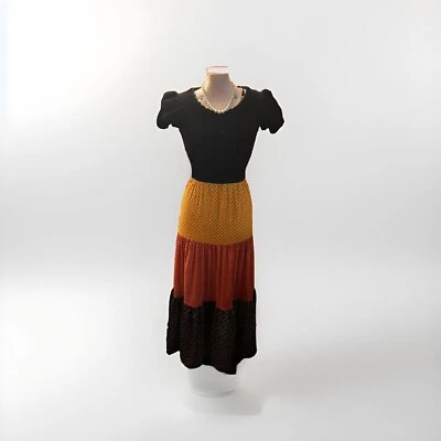 Vestido De Colección 3 XS 00 The Cottager Cottagecore En Niveles Otoño Terciopelo DEFECTUOSO Foto 1 de 4