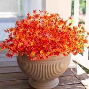 Artificial Fake Fall Flower Plants for Outdoor Decoration 12 Bundles Faux Sil... - Picture 1 of 8