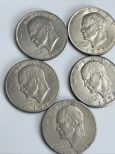 Lot Eisenhower Silber Dollar Münzen 1971 72 76 Fünf Silbermünzen - Bild 1 von 15