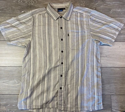 Kavu Manga Corta Abotonada Informal Rayas Blancas/Grises Algodón Ligero Foto 1 de 4