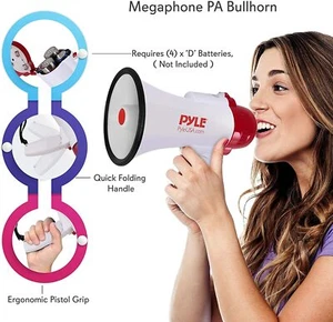 Cuerno de toro megáfono portátil Pyle Pro con sirena y grabadora de voz | PMP35R - Imagen 1 de 6