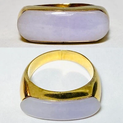 Anillo de montura de oro amarillo de 18 quilates lavanda jade talla 11,75 para hombre 8,1 g Foto 1 de 4