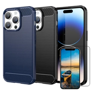 TPU Hülle für APPLE IPHONE 16 15 14 13 12 11 PRO MAX Carbon Fiber Skin Brushed - Bild 1 von 13