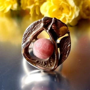 Jugendstil Ring Brutalist 50er Franz Sheurle Silber Rhodochrosit Größe 52 - Bild 1 von 14