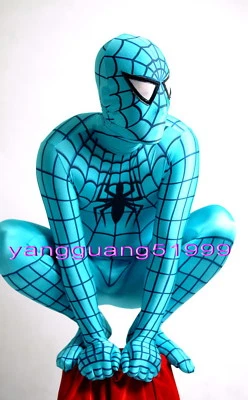Lake Blue Spandex Spiderman Hero Catsuit Costumes Unisex Spider Suit Outfit F192 - Image 1 of 2