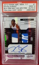2010 ABSOLUTE- KEVIN DURANT- TOOLS/TRADE- BLACK PRIME MATERIALS/AUTO- PSA 9/9./5