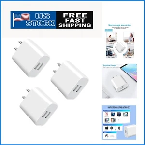 3- Pack, USB Wall Charger, Dual Port Cube Power Adapter Charger White - Picture 1 of 9
