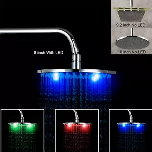 Cabezal de ducha LED montaje en pared/techo cabezal de acero inoxidable rociador de ducha de lluvia - Imagen 1 de 24