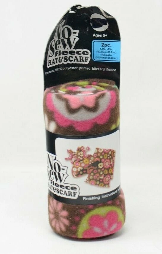 Floral Pattern No-Sew Fleece Hat & Scarf - Image 1 of 1