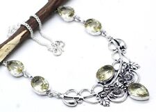 925 Sterling Silver Lemon Quartz Gemstone Handmade Jewelry Necklace S-17-18"