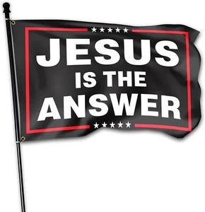 Jesus Is the Answer Flag 3X5 Ft Outdoor in God We Trust Flag Double Sided Mirror - Picture 1 of 6