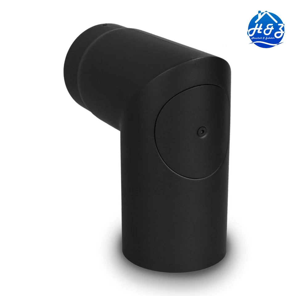 LANZZAS Tubo de horno tubo de humo arco puntiagudo 90° con puerta Ø 130 mm para chimenea tubo de chimenea