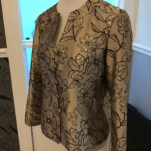 Eastex Dark Gold Black Gold Sequins Floral Jacket Size 10 Unused Immac - Picture 1 of 5