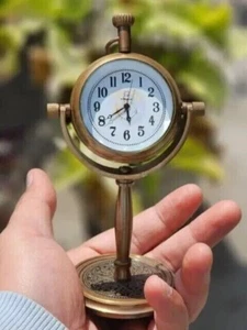 Antique Brass Desk Clock Elegant Vintage Timepiece Best Christmas Gift Item - Picture 1 of 8