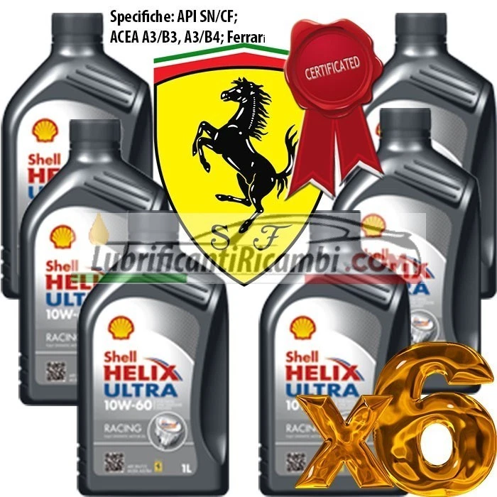 Olio motore auto - Shell Helix Ultra Racing 10W-60 - Offerta 6 Litri -OFFERTA