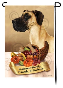 Thanksgiving Garden Flag - Uncropped Fawn Great Dane 067G - Picture 1 of 1