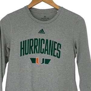 Adidas Adult Tshirt Hurricanes Miami Size XS Long Sleeve Athletic Pullover 3672 - Picture 1 of 7