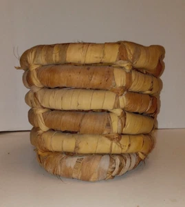 Vintage Woven Natural Corn Husk Reed Round Basket/Planter 6 inch - Picture 1 of 8