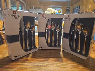 Hampton Forge Satin Victoria Mirror 18/0 60-Piece Setting 3 20pc Sets - Image 1 of 4