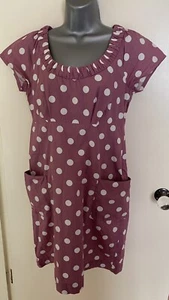 Joules Purple Polka Dot Cotton Macee Dress Size 10 Short Sleeve Shift Pockets - Picture 1 of 12