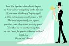 10 Personalised Wedding Honeymoon Gift Money Poem Cards Honeymoon Wish Inserts