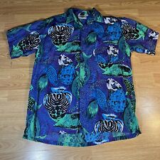 Vintage 90s Peppermint Bay Hawaiian Pocket Shirt Mens Size XL AOP Fish Print