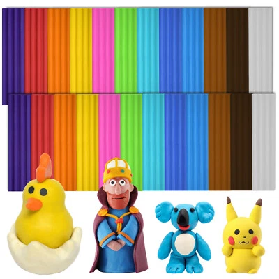 24pk Kids Modelling Clay, 12 Colours Plasticine Strips for Children Arts & Craft