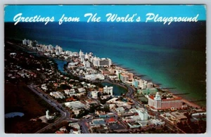 Miami Beach, Blick nach Süden, Florida, Vintage 1965 Chrom Luftbild Postkarte - Bild 1 von 2