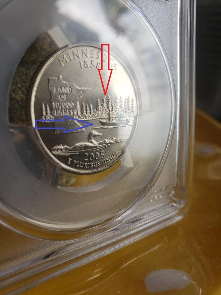 mint errors 2005 P MINNESOTA one extra stick & two fishes caught NO GLASS NEEDED - Image 1 of 3