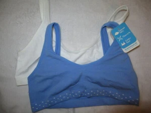 Hanes Everyday Comfort 2 Pack Girls Sports Bras Size Medium Blue White - Picture 1 of 3