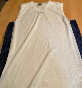 VTG Nike Embroidered Blue Center Check White Blue Mesh Tank Sz L - Picture 1 of 4