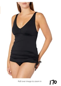 TYR Women's Solid V Neck Sheath Swimsuit bathingsuit One Piece, Black, Size 10 - Picture 1 of 2