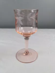Tiffin rosa elegantes Blumenmuster geätztes Herz- oder Likörglas, Aperitifglas, 5 Zoll - Bild 1 von 4