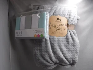 Adirondack Baby Blanket Soft Light Gray Infant Lovey & 10 Washcloths Lot - Picture 1 of 8