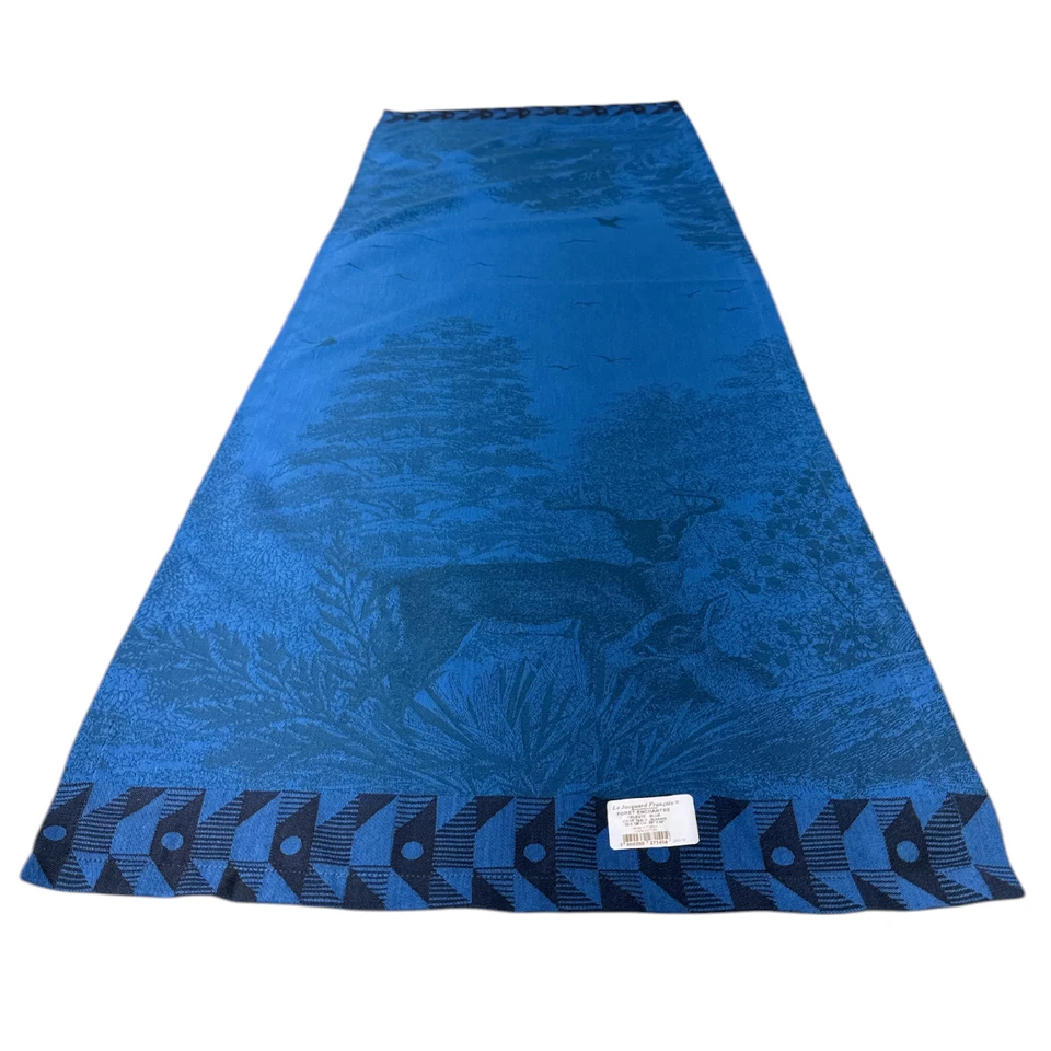 Le Jacquard Francais Runner Forest Enchantee Celeste Blue Cotton 20 X 59 NWT - Image 1 of 4