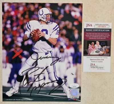 Peyton Manning Signed & Personalized Indianapolis Colts 8x10 Photo JSA Early Sig - Image 1 of 2