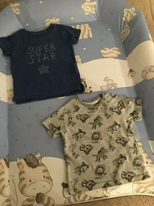 Baby Jungen Kurzarm Oberteile NEXT George Zebra Löwe süß Tiere Stern blau 3-6m - Bild 1 von 6