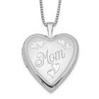 Gift for Mothers Day 925 Sterling Silver 20mm Mom Heart Locket Necklace 18"