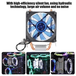Blue Light CPU Cooling Fan Double Row Heat Tube 3 Pin Interface Computer Acce CB - Afbeelding 1 van 13