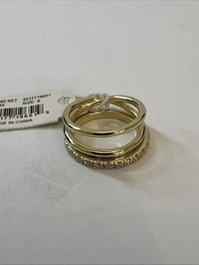 Kendra Scott Livy Gold Rings Set of 2 in White Crystal Size 6 Gold 710 - Picture 1 of 6