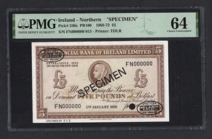 Nordirland 5 Pounds 5-1-1968 P246s "Specimen" Stempelglanz Erhaltung 64 - Bild 1 von 2