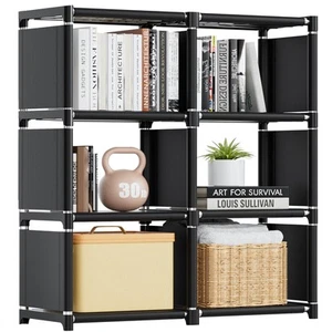 Book Shelf 6 Cube Storage Organizer DIY Bookcase Metal Bookshelf Tall - Picture 1 of 8