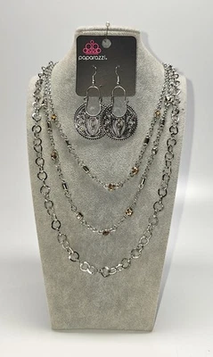 2 pc Brown Rhinestone Necklace and Earrings NEW - Image 1 of 4