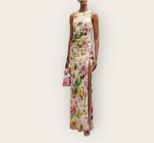 Vestido recortado con estampado floral acanalado HALO NEGRO en pétalos talla M - Imagen 1 de 13