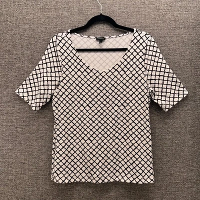 Blusa Talbots Mujer Talla L Carrera Negocios Profesional Estampado Crema y Negro Foto 1 de 4