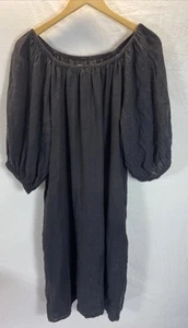 Velvet by Graham & Spencer Dress size LG Black Linen short sleeve Beach coastal - Picture 1 of 8