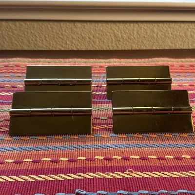 Henredon Scene One Brass Hinges Set Of 4 Campaign MCM Vintage Cabinet Door Hinge - Image 1 of 4