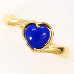 Jewelry 18K Yellow gold ring 11 size Lapis lazuli About1.4g Free shipping Used - Picture 1 of 6
