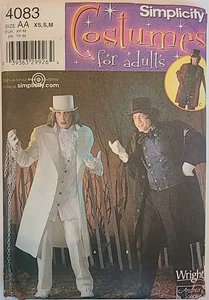 Simplicity 4083 Uncut Victorian Steampunk Costume Coat Vest Cape Hat Mens XS S M - Picture 1 of 7