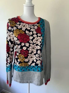 Anthropologie Embroidered Floral Melody Sweater Medium Top Beaded Sweatshirt - Picture 1 of 14